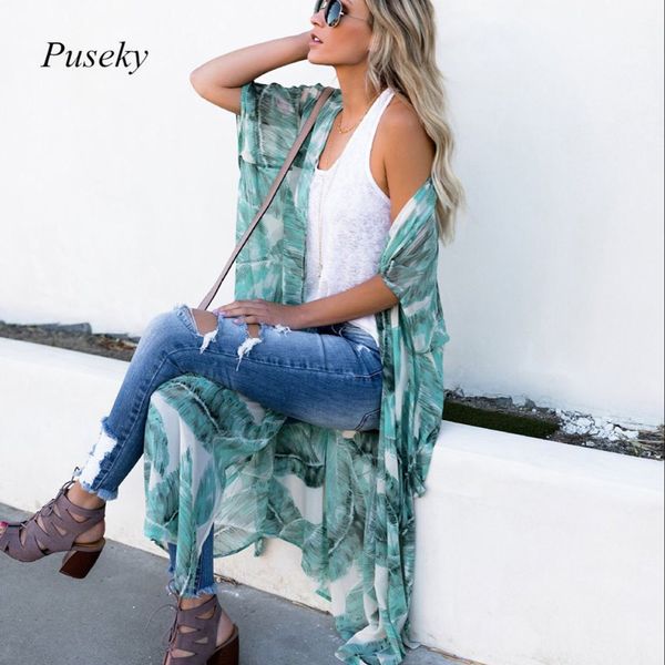 2018 puseky brand women ladies style leaf print cardigan shirt short sleeve lace-up female outwear blouse, White
2018 puseky brand women ladies style leaf print cardigan shirt short sleeve lace-up female outwear blouse, White