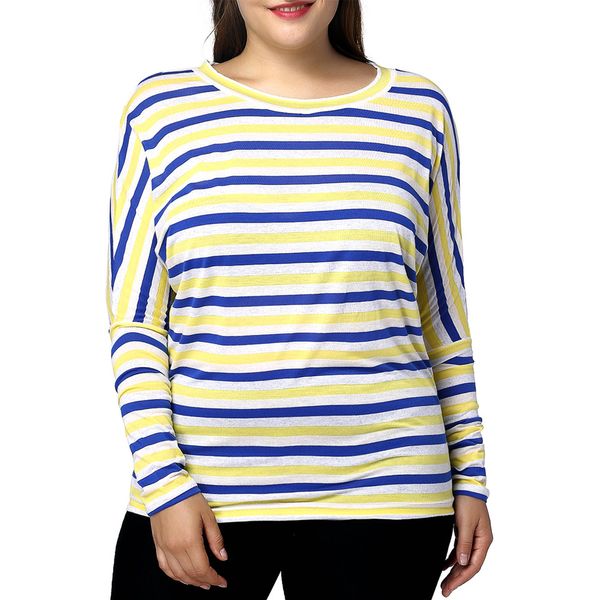 new big yard 2018 spring korean style leisure concise striped o-neck thin loose female fashion style t-shirts plus size, White
new big yard 2018 spring korean style leisure concise striped o-neck thin loose female fashion style t-shirts plus size, White