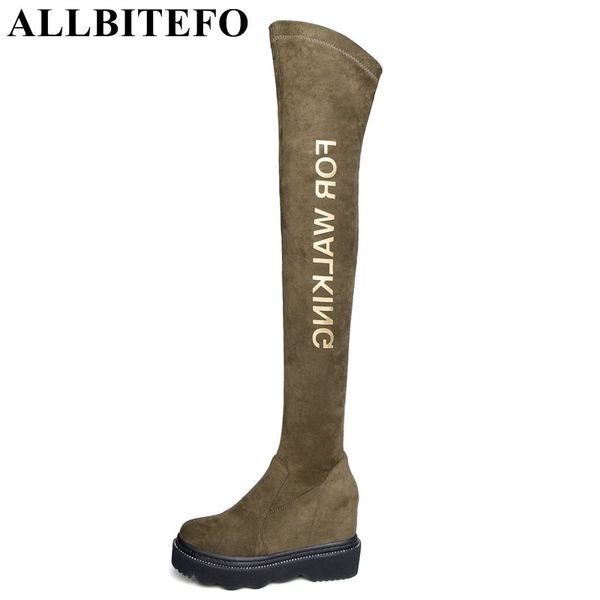 allbitefo fashion nubuck leather+stretch material high heels platform women boots over the knee high boots long, Black
allbitefo fashion nubuck leather+stretch material high heels platform women boots over the knee high boots long, Black
