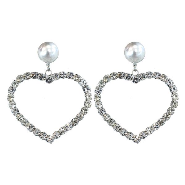 Любовь в форме сердца серьги Белый Bling Кристалл и жемчуг серьги стерлингового сер 
Любовь в форме сердца серьги Белый Bling Кристалл и жемчуг серьги стерлингового сер