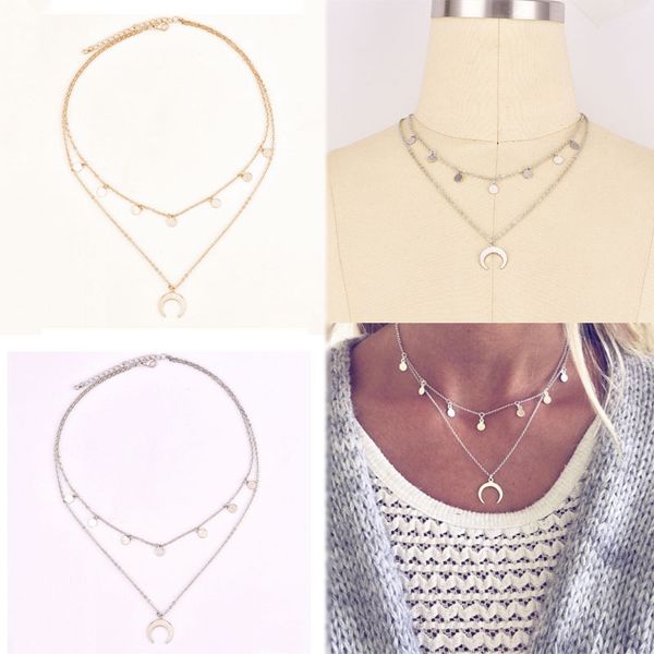 adjustable 1pc fashion allergy graceful silvery moon coin chocker boho chain multilayer choker necklace gifts, Silver
adjustable 1pc fashion allergy graceful silvery moon coin chocker boho chain multilayer choker necklace gifts, Silver
