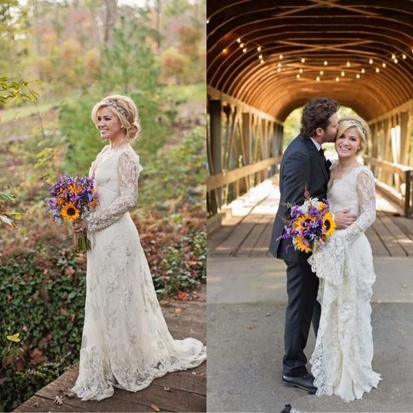 stunning kelly clarkson country wedding dresses spring long sleeves beaded bohemian lace wedding dresses plus size bridal gowns, White
stunning kelly clarkson country wedding dresses spring long sleeves beaded bohemian lace wedding dresses plus size bridal gowns, White
