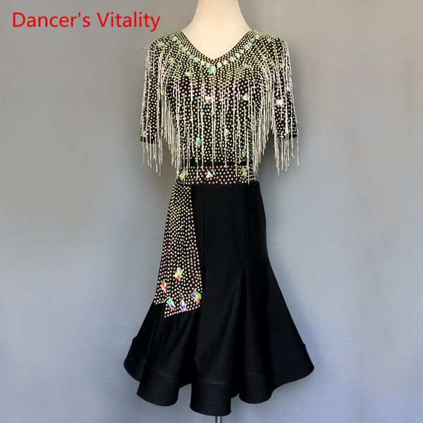 kids latin dance dress senior diamond half sleeves ruffles dresses women girls latin rumba samba dance competition costumes, Black;red
kids latin dance dress senior diamond half sleeves ruffles dresses women girls latin rumba samba dance competition costumes, Black;red