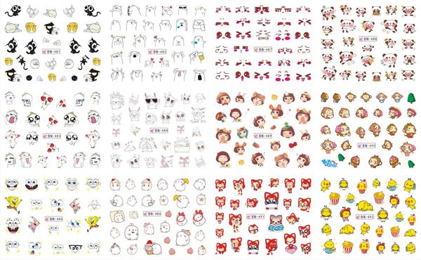 12 sheets/lot nail bn481-492 cartoon face children caricature nail art water sticker decal for water (12 designs in 1, Black
12 sheets/lot nail bn481-492 cartoon face children caricature nail art water sticker decal for water (12 designs in 1, Black