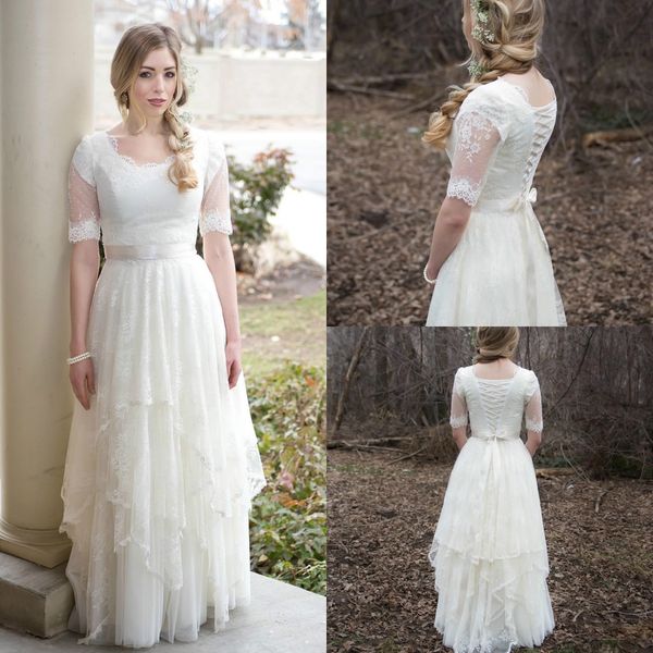Stunning Spring Bohemian Boho Wedding Dresses Lace Tulle Ball 2018 Vestido de novia Garden Short Sleeves Sheer Bridal Gown Plus Size Arabic
Stunning Spring Bohemian Boho Wedding Dresses Lace Tulle Ball 2018 Vestido de novia Garden Short Sleeves Sheer Bridal Gown Plus Size Arabic