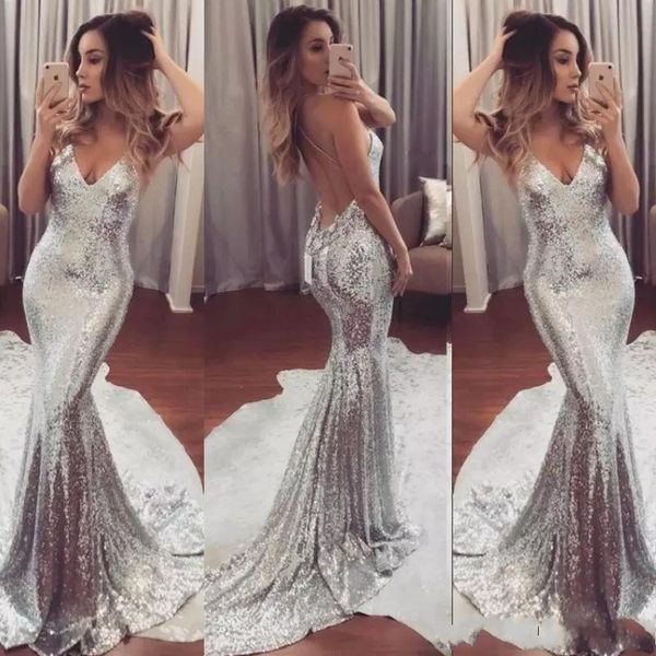 silver sequind prom dresses mermaid backless evening gowns simple v-neck women formal party gowns evening wear special occasion dresses, Black
silver sequind prom dresses mermaid backless evening gowns simple v-neck women formal party gowns evening wear special occasion dresses, Black