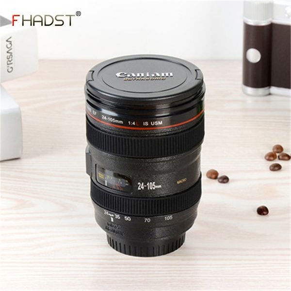 

2018 new 480ml creative emulation camera lens mugs plastic coffee water bottle cup with lid novelty travel mug items cups