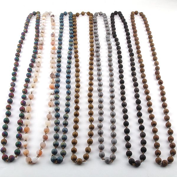 fashion bohemian tribal jewelry natural druzy beadl rosary chain stone necklace, Silver
fashion bohemian tribal jewelry natural druzy beadl rosary chain stone necklace, Silver