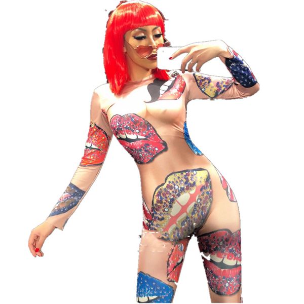 Lady 'S Kiss Lips Nightclub Sexy Stage Bodysuit Coloful 3d Printing Outfit Stage Dance Women Costume Singer Birthday Dance Wear
Lady 'S Kiss Lips Nightclub Sexy Stage Bodysuit Coloful 3d Printing Outfit Stage Dance Women Costume Singer Birthday Dance Wear