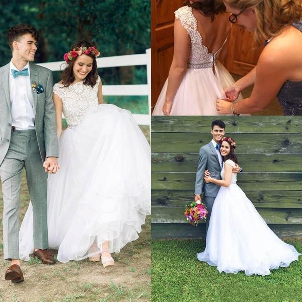 2018 country style beach bohemian wedding dresses lace beaded sashes sweep train tiered tulle wedding bridal gowns backless boho, White
2018 country style beach bohemian wedding dresses lace beaded sashes sweep train tiered tulle wedding bridal gowns backless boho, White