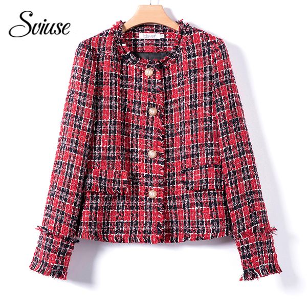 female red tweed jacket women vintage long-sleeve single breasted tassel plaid jackets spring autumn elegant office coats 2018, Black;brown
female red tweed jacket women vintage long-sleeve single breasted tassel plaid jackets spring autumn elegant office coats 2018, Black;brown