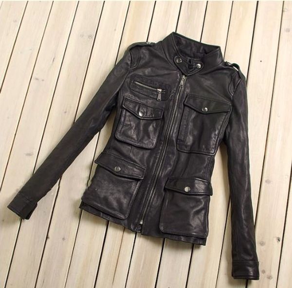 factory genuine leather jacket for women 100% real goat skin black soft slim multiple pockets women's leather spring autumn coat
factory genuine leather jacket for women 100% real goat skin black soft slim multiple pockets women's leather spring autumn coat