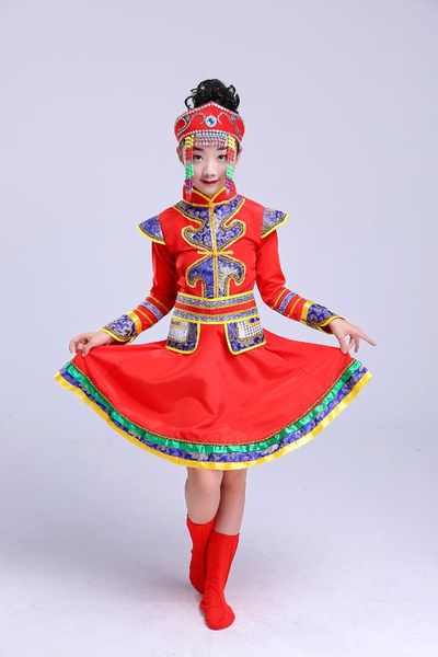 ethnic minority children's mongolian dance skirt kindergarten mongolian girls show costume girls, Black;red
ethnic minority children's mongolian dance skirt kindergarten mongolian girls show costume girls, Black;red