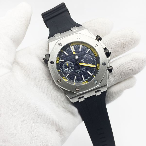 Hot sale Mens Watch ROYAL OAK Quartz Movement Chronograph Stainless Steel Black Rubber Strap Men Watches Male Wristwatch free shipping
Hot sale Mens Watch ROYAL OAK Quartz Movement Chronograph Stainless Steel Black Rubber Strap Men Watches Male Wristwatch free shipping