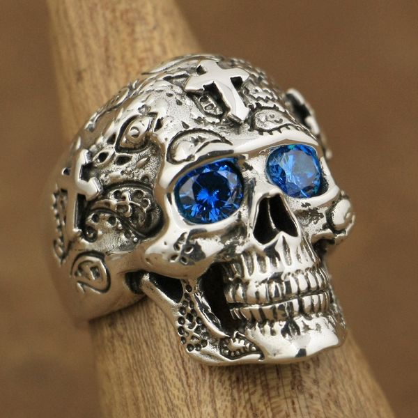 linsion 925 sterling silver high detail skull cross blue cz eyes mens biker ring ta56 us size 7 to 15, Golden;silver
linsion 925 sterling silver high detail skull cross blue cz eyes mens biker ring ta56 us size 7 to 15, Golden;silver