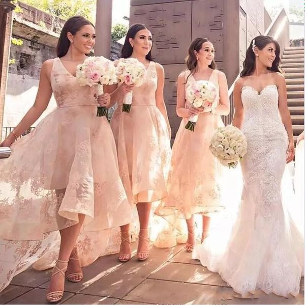 high low bridesmaid dresses v neck a line lace maid of honor dress back zipper country style plus size vestidos wedding guest gowns, White;pink
high low bridesmaid dresses v neck a line lace maid of honor dress back zipper country style plus size vestidos wedding guest gowns, White;pink