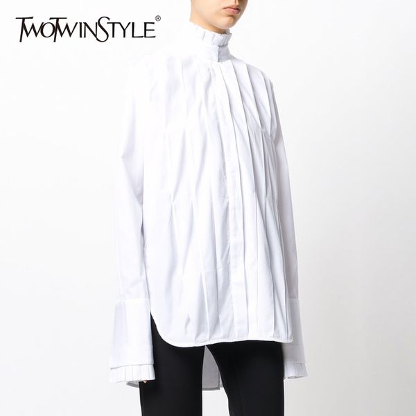 twotwinstyle plaid blouse women's shirts female stand collar long sleeve pleated blouses autumn fashion clothing new 2018, White
twotwinstyle plaid blouse women's shirts female stand collar long sleeve pleated blouses autumn fashion clothing new 2018, White