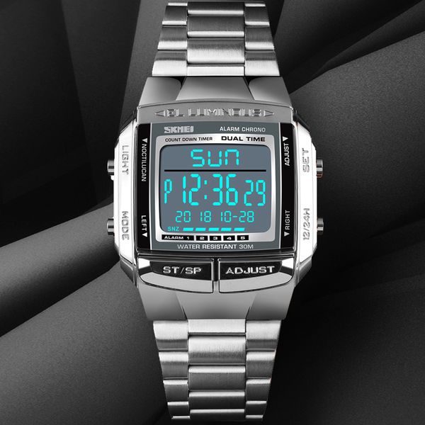 skmei men's watches fashion digital led sports watch men steel waterproof men wrist watches relogio masculino, Slivery;brown
skmei men's watches fashion digital led sports watch men steel waterproof men wrist watches relogio masculino, Slivery;brown