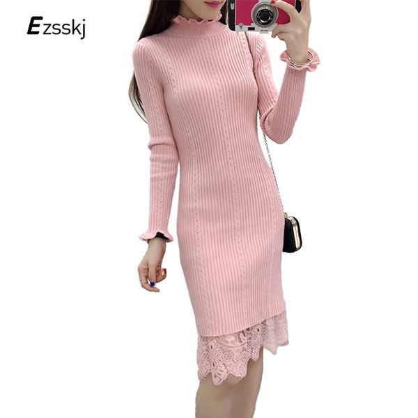 women winter casual sweater dress lace patchwork long sleeve robe bodycon elegant autumn spring office knitted dress midi, White;black
women winter casual sweater dress lace patchwork long sleeve robe bodycon elegant autumn spring office knitted dress midi, White;black
