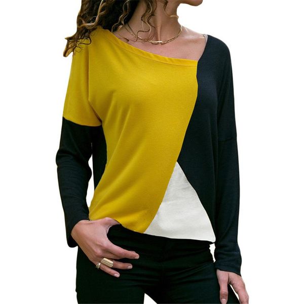 new aututmn women splicing contrast asymmetrical neck long sleeve casual loose t-shirt fashionable wild t-shirt, White
new aututmn women splicing contrast asymmetrical neck long sleeve casual loose t-shirt fashionable wild t-shirt, White