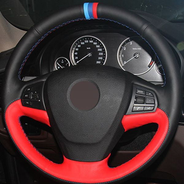 diy hand-stitched black red genuine leather car steering wheel cover for bmw x3 2014 x5
diy hand-stitched black red genuine leather car steering wheel cover for bmw x3 2014 x5