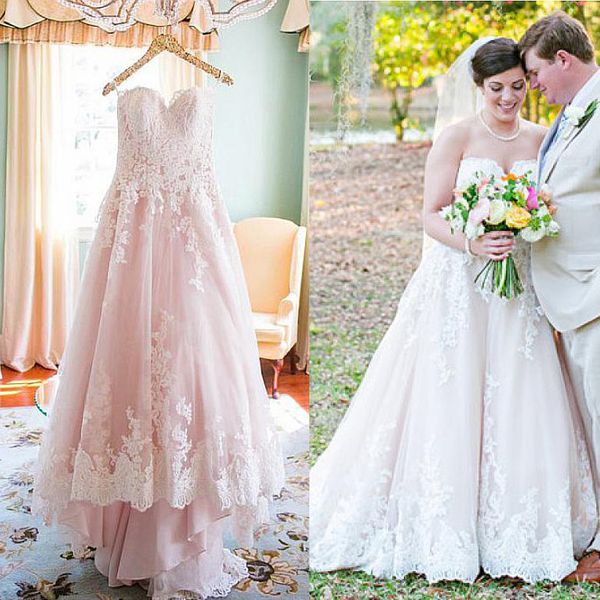 nude pink sweetheart neckline a-line wedding dresses with lace appliques elegant sweep train plus size bridal gowns, White
nude pink sweetheart neckline a-line wedding dresses with lace appliques elegant sweep train plus size bridal gowns, White