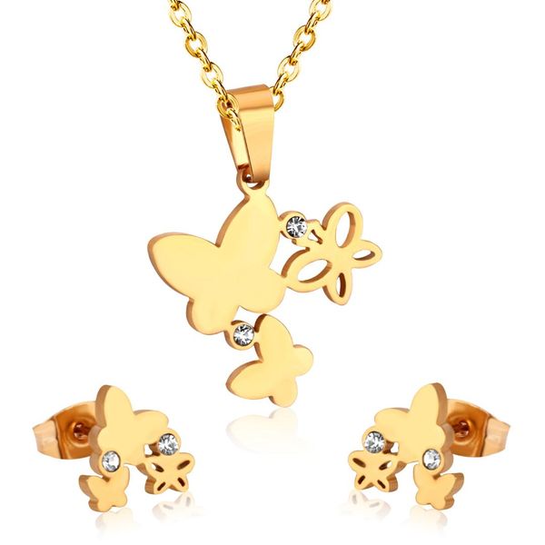 fashion design butterfly style necklace earrings set for women gold-color cubic zircon jewelry sets, Silver
fashion design butterfly style necklace earrings set for women gold-color cubic zircon jewelry sets, Silver