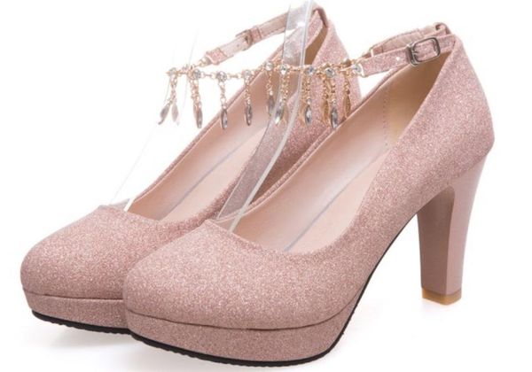 send high heeled shoes women's coarse heel bride water drill wedding bridle shoes, Black
send high heeled shoes women's coarse heel bride water drill wedding bridle shoes, Black