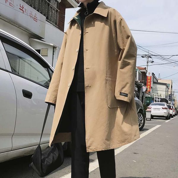 2018 korean autumn men's fashion tide two-sided wear clothes lapel long windbreaker loose casual solid color trench coats -xl, Tan;black
2018 korean autumn men's fashion tide two-sided wear clothes lapel long windbreaker loose casual solid color trench coats -xl, Tan;black