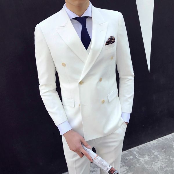 2018 ivory white men suits peaked lapel elegant man jacket double breasted blazer for business wedding prom male tuxedos 2 piece, White;black
2018 ivory white men suits peaked lapel elegant man jacket double breasted blazer for business wedding prom male tuxedos 2 piece, White;black