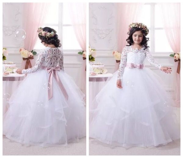 white flower girl dresses for weddings lace long sleeve girls pageant dresses first communion dress little girls prom ball gown ship, White;red
white flower girl dresses for weddings lace long sleeve girls pageant dresses first communion dress little girls prom ball gown ship, White;red