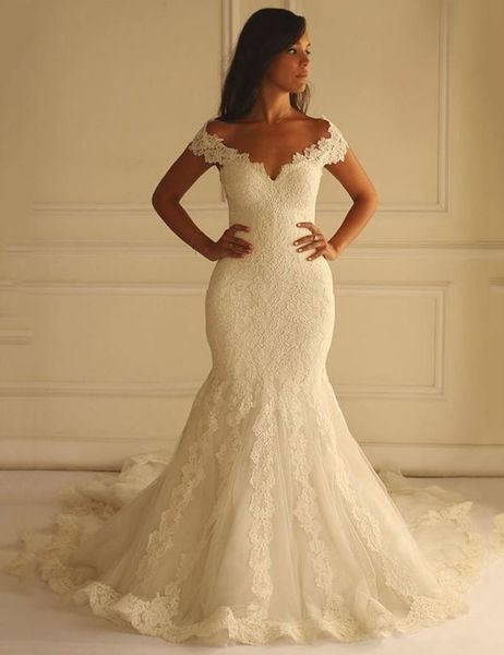 2019 lace wedding dresses elegant v neck mermaid net/tulle court train lace dresses bridal gowns custom made, White
2019 lace wedding dresses elegant v neck mermaid net/tulle court train lace dresses bridal gowns custom made, White