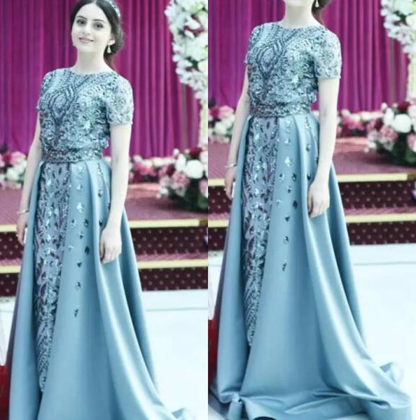 luxury sky blue beaded evening dresses jewel neck short sleeve prom gowns vestidos de fiesta sweep train plus size formal party dress, Black;red
luxury sky blue beaded evening dresses jewel neck short sleeve prom gowns vestidos de fiesta sweep train plus size formal party dress, Black;red
