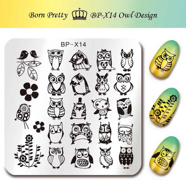 born prey 6*6cm square nail art stamp stamping plates template owl design flower image plate stencil for nails bp-x14, White
born prey 6*6cm square nail art stamp stamping plates template owl design flower image plate stencil for nails bp-x14, White
