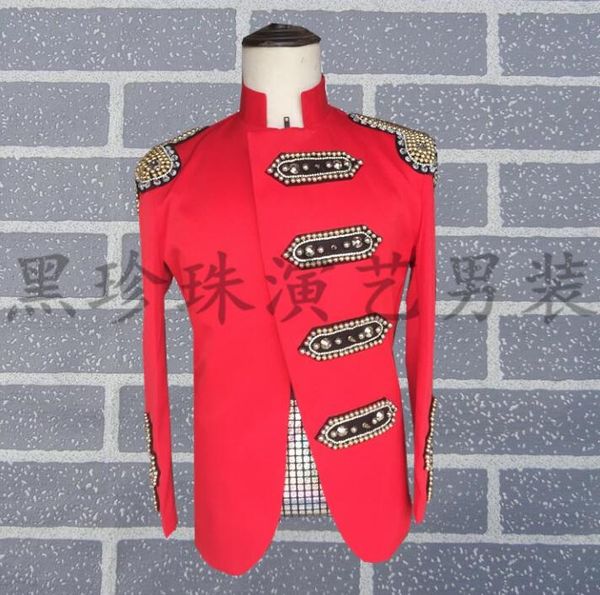 black red men suits designs stand collar stage costumes for singers mens blazers dance clothes jacket star style dress punk, White;black
black red men suits designs stand collar stage costumes for singers mens blazers dance clothes jacket star style dress punk, White;black