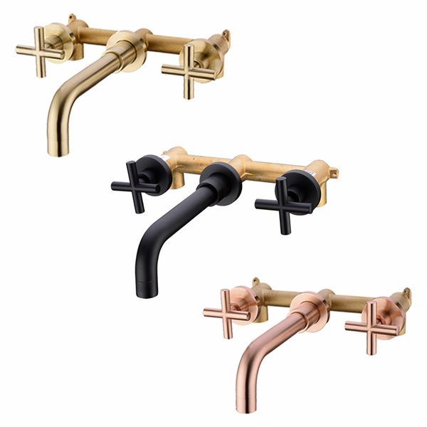 matte black brass double handle wall mounted bathroom sink faucet & cold basin faucet black tap
matte black brass double handle wall mounted bathroom sink faucet & cold basin faucet black tap