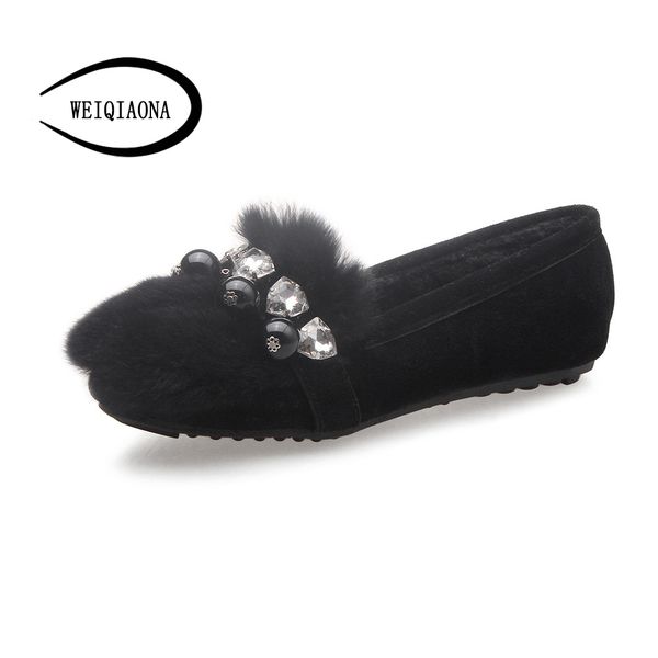weiqiaona 2018 big size 33-43 winter short plush luxury crystal women shoes casual flats shoes round toe low heels ladies, Black
weiqiaona 2018 big size 33-43 winter short plush luxury crystal women shoes casual flats shoes round toe low heels ladies, Black