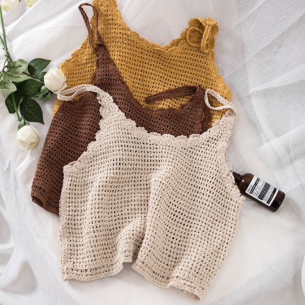 summer korean women knitting camisole hollow out v-neck short vest female casual yellow white brown tank, Black;white
summer korean women knitting camisole hollow out v-neck short vest female casual yellow white brown tank, Black;white