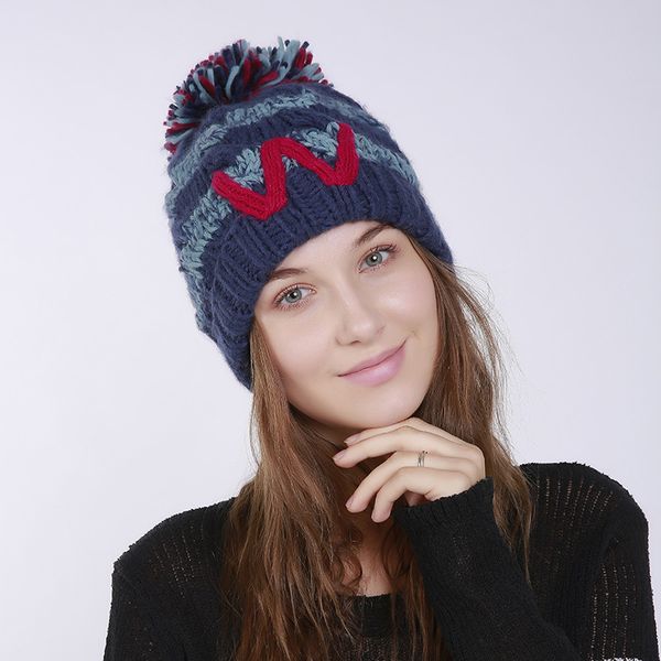 woman fashion knit and wool bonnet femme ski hat plus cashmere multi color striped letter w casual hat big colorful hairball, Blue;gray
woman fashion knit and wool bonnet femme ski hat plus cashmere multi color striped letter w casual hat big colorful hairball, Blue;gray