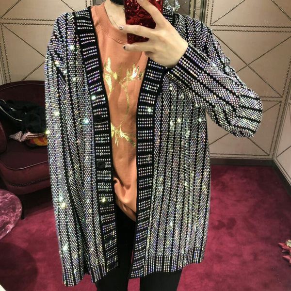 High-end New Women's Striped Diamond Heavy Industry Knitted Fashion Sequins Cardigan Sweater
High-end New Women's Striped Diamond Heavy Industry Knitted Fashion Sequins Cardigan Sweater