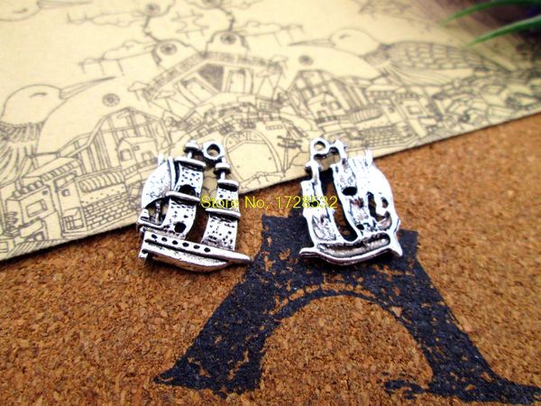 20pcs sail boat charms, silver tone pirate ship charms pendants 20x15mm, Bronze;silver