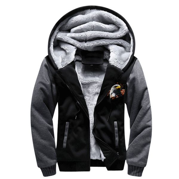 dropshpping fashion men's winter jacket american flag hawk printed warm hooded cardigan jacket, Black
dropshpping fashion men's winter jacket american flag hawk printed warm hooded cardigan jacket, Black