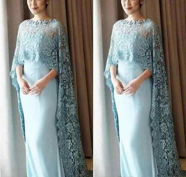 light blue lace cape style mother of the bride dresses chiffon floor length prom dress custom made evening gowns vestidos, Black;red
light blue lace cape style mother of the bride dresses chiffon floor length prom dress custom made evening gowns vestidos, Black;red