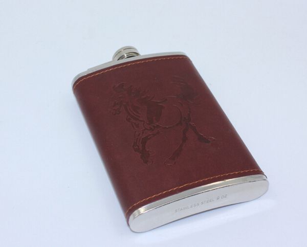 12pcs/lot 9oz leather wrap stainless steel alcohol liquor whisky drink hip flask kettle flagon with horse image
12pcs/lot 9oz leather wrap stainless steel alcohol liquor whisky drink hip flask kettle flagon with horse image
