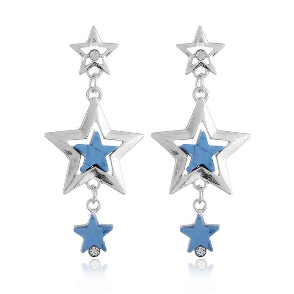 silver girl fashion jewelry trend temperament simple five-pointed star earrings long dangler small commodity wholesale 
silver girl fashion jewelry trend temperament simple five-pointed star earrings long dangler small commodity wholesale