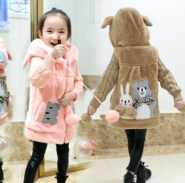 girls hooded character children jacket warm fleece knitted patchwork cartoon children coats, Blue;gray
girls hooded character children jacket warm fleece knitted patchwork cartoon children coats, Blue;gray