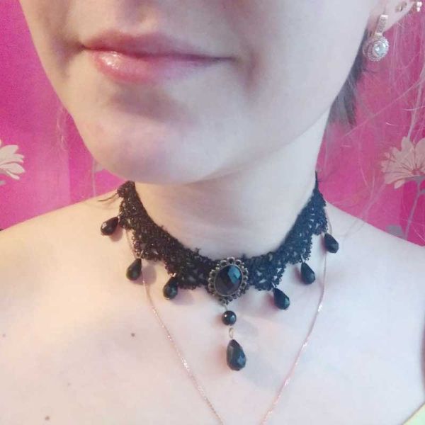 retro palace crystal lace necklace handmade gothic vampire style black lace braided necklace crystal pendant jewelry 7, Silver
retro palace crystal lace necklace handmade gothic vampire style black lace braided necklace crystal pendant jewelry 7, Silver