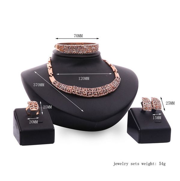 luxury royal quality full rhinestone 18k gold plated hollow out alloy necklace earrings rings bracelet 4-piece set party jewelry, Slivery;golden
luxury royal quality full rhinestone 18k gold plated hollow out alloy necklace earrings rings bracelet 4-piece set party jewelry, Slivery;golden