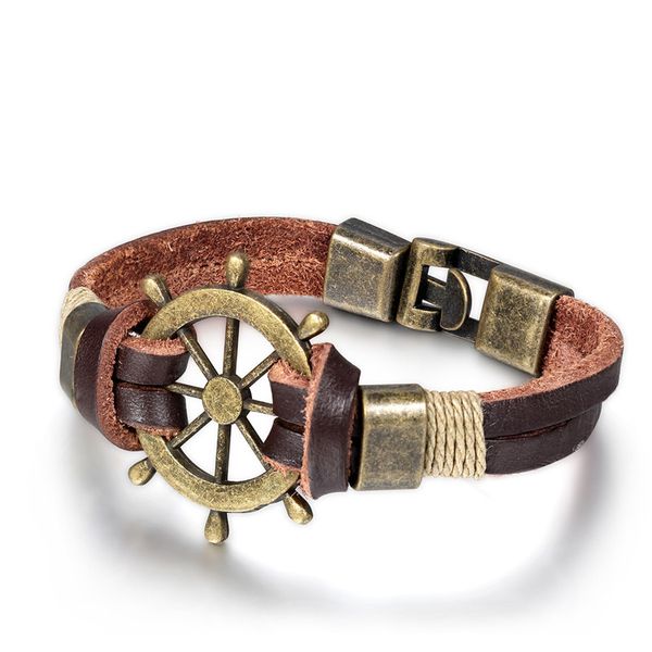 biliss 21.5cm men jewelry pirate style bronze genuine leather rudder bracelets wholesale cuff braided wrap pulseiras leme, Golden;silver
biliss 21.5cm men jewelry pirate style bronze genuine leather rudder bracelets wholesale cuff braided wrap pulseiras leme, Golden;silver