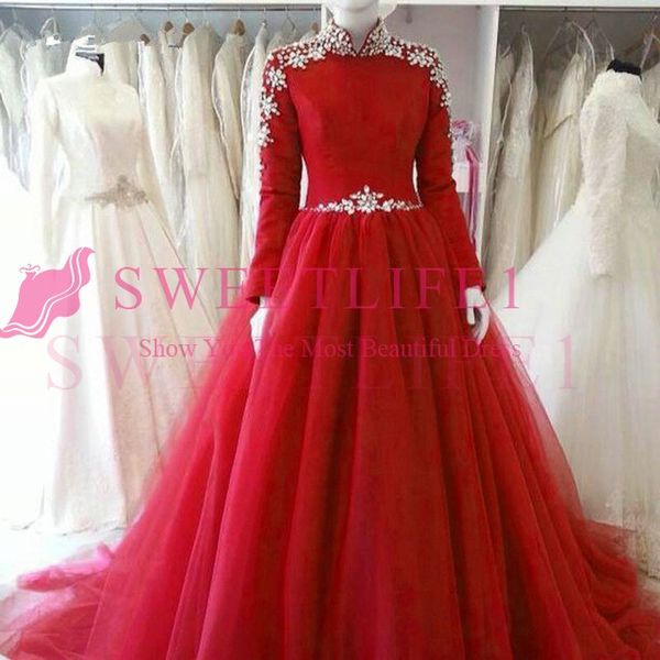 red vestido de noiva 2019 muslim wedding dresses ball gown long sleeves tulle beaded boho dubai arabic wedding gown bridal, White
red vestido de noiva 2019 muslim wedding dresses ball gown long sleeves tulle beaded boho dubai arabic wedding gown bridal, White